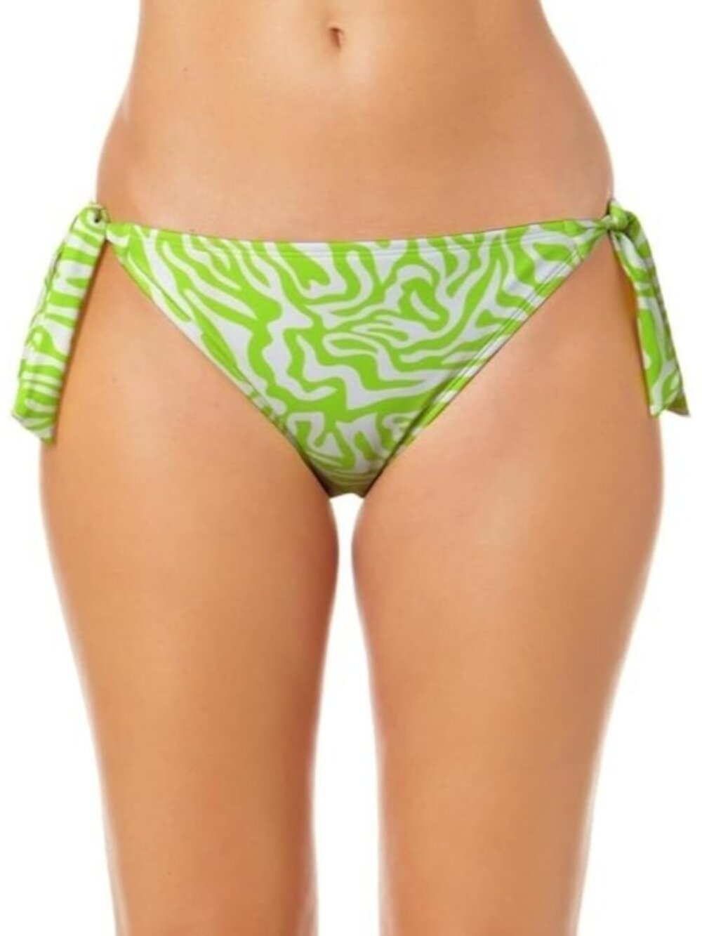 Salt + Cove Side Tie Swim Bikini Bottom Neon Green / White ( L )